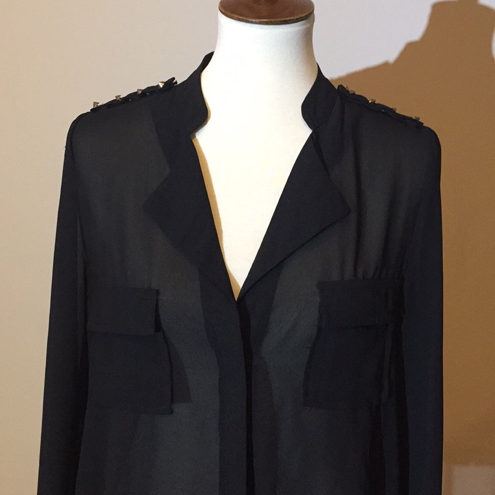 Sheer Gold Studs Button Down Blouse - image 8